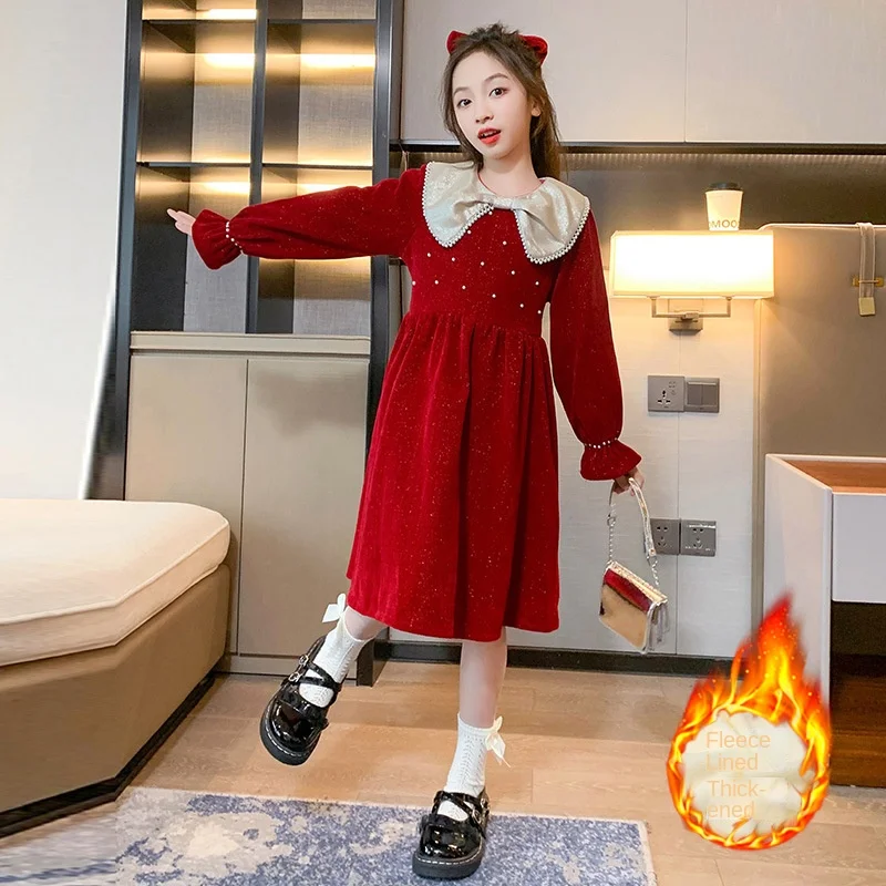 Girls' velvet dress 2022 new autumn and winter children's baby collar pearl princess dress girls' thick DRESS
Girls' velvet dress 2022 new autumn and winter children's baby collar pearl princess dress girls' thick DRESS