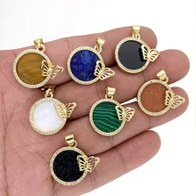 Luxury Women Jewelry Natural Stone Hollow Out Butterfly Medal Bead Pendant CZ Charms Necklace Making Accessories