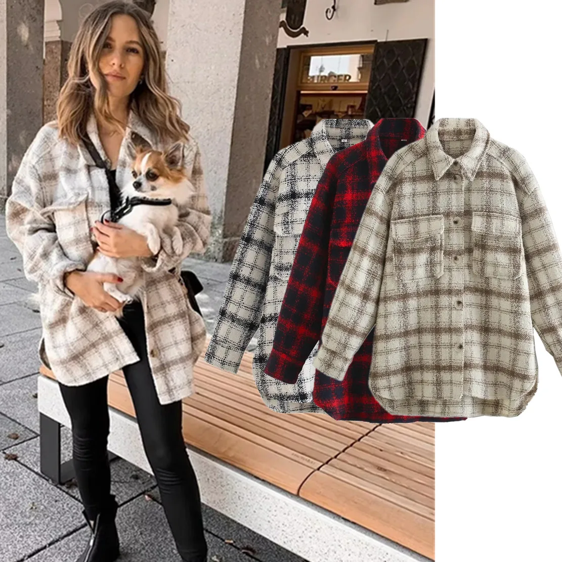 Jenny&Dave Fashion Vintage Plaid Pockets Woolen Warm Winter Shirt Casual Jacket Women Tops
Jenny&Dave Fashion Vintage Plaid Pockets Woolen Warm Winter Shirt Casual Jacket Women Tops