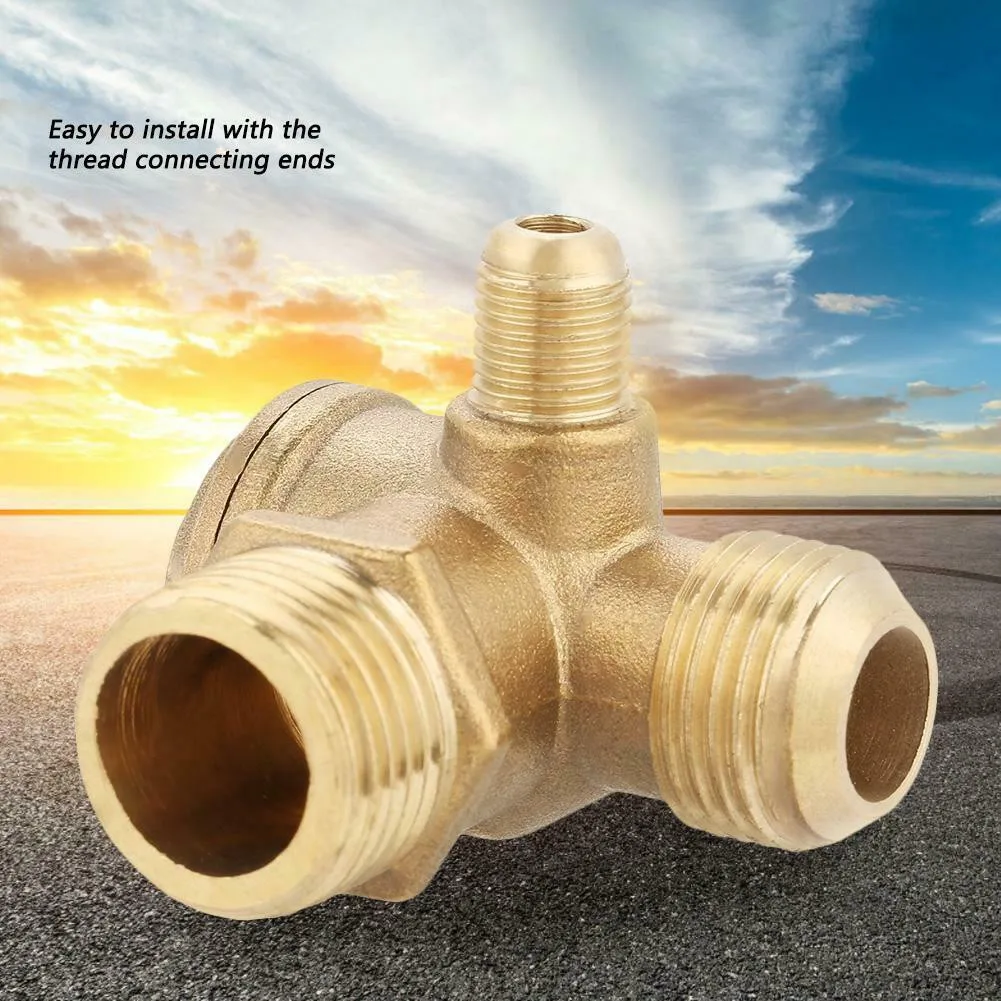 Air Compressor 3-Way Brass Male Threaded Check Valve Connector 90 Degree For Air Tank And Compressor Piston Pump Pipe Connection
Air Compressor 3-Way Brass Male Threaded Check Valve Connector 90 Degree For Air Tank And Compressor Piston Pump Pipe Connection