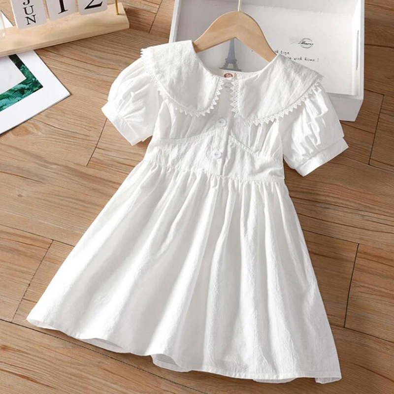 Kids Party Dresses Short Sleeve Cotton Turn-down Collar Summer Baby Girls White Princess Dress Baby Casual Fashion Clothes
Kids Party Dresses Short Sleeve Cotton Turn-down Collar Summer Baby Girls White Princess Dress Baby Casual Fashion Clothes