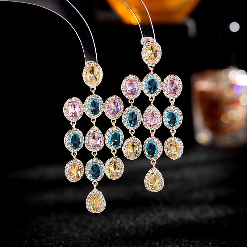 New Fashion Heavy Industry Micro-set Color Zircon Atmospheric Color Treasure Baroque Tassel S925 Silver Needle Flower Earrings
New Fashion Heavy Industry Micro-set Color Zircon Atmospheric Color Treasure Baroque Tassel S925 Silver Needle Flower Earrings