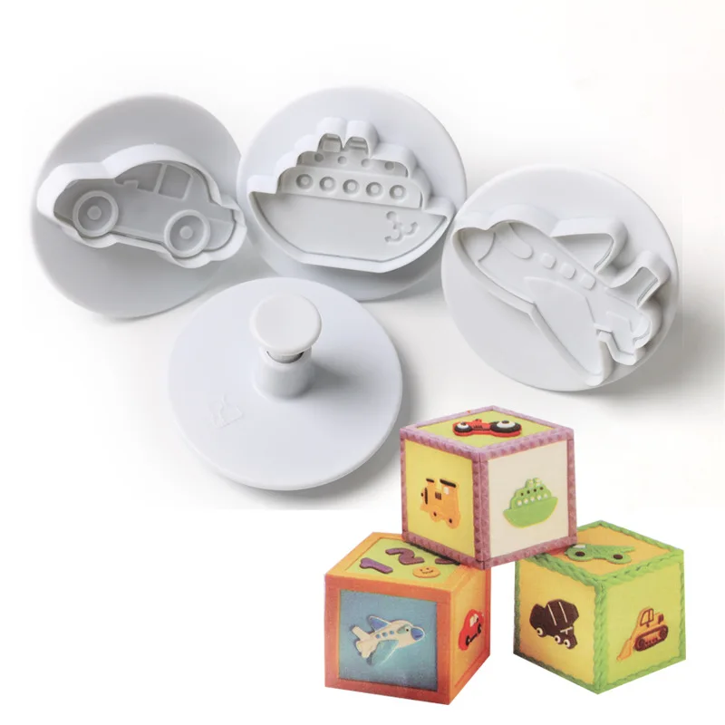 Ship Car DIY Baking Mold Fondant Cake Decoration Mold Locomotive Aircraft Spring Pressing Mould 4 Pcs Biscuit Cookie Baking Tool
Ship Car DIY Baking Mold Fondant Cake Decoration Mold Locomotive Aircraft Spring Pressing Mould 4 Pcs Biscuit Cookie Baking Tool