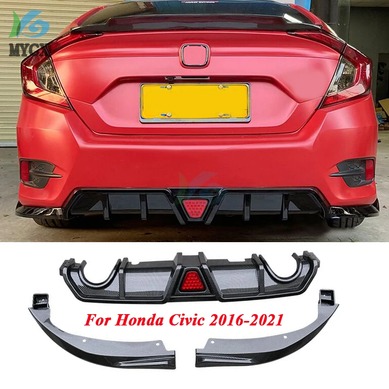 

Для Honda Civic 2016-2021 (светильник Кой) Высокое качество ABS яркий черный и АБС углеродный бампер задний багажник диффузор бампер губа спойлер