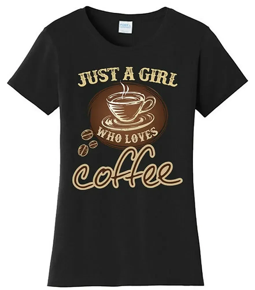 Футболка с коротким рукавом и графическим принтом Just A Girl Who Loves Coffee 100% хлопок