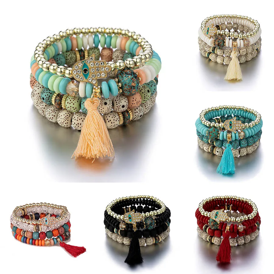 New Evil Eye Tassel Bracelet Set For Women Crystal Fatima Hand Charm Stone Beads Chain Bangle Female Bohemian Jewelry Gift
New Evil Eye Tassel Bracelet Set For Women Crystal Fatima Hand Charm Stone Beads Chain Bangle Female Bohemian Jewelry Gift