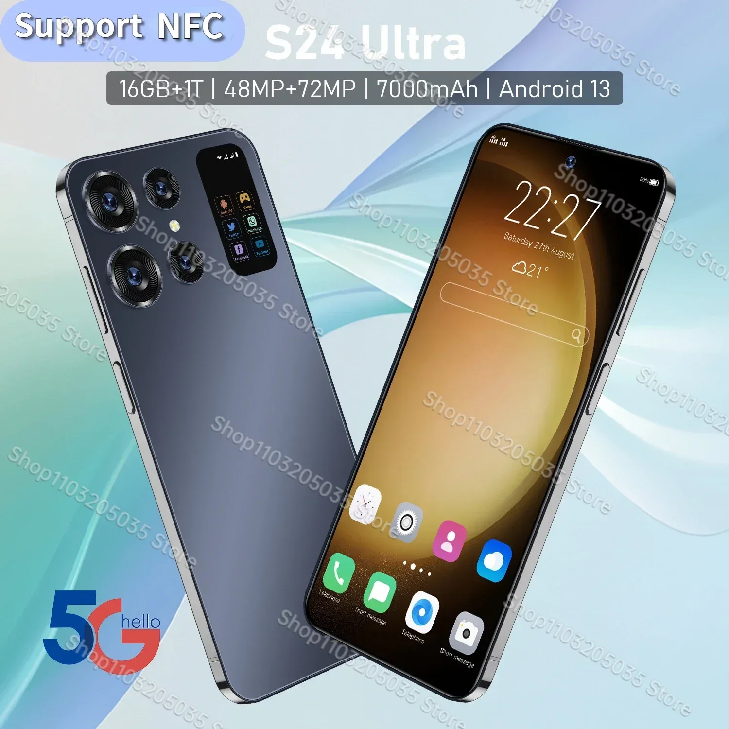 

Смартфон Global S24 Ultra 7.0HD, 16 ГБ + 1 ТБ, 7000 мАч, Android 13