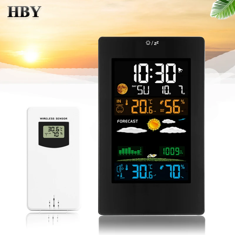 Digital Color Screen Weather Station Wireless Temperature Humidity Meter Indoor Outdoor Thermometer Alarm Clock with Backlight
Digital Color Screen Weather Station Wireless Temperature Humidity Meter Indoor Outdoor Thermometer Alarm Clock with Backlight