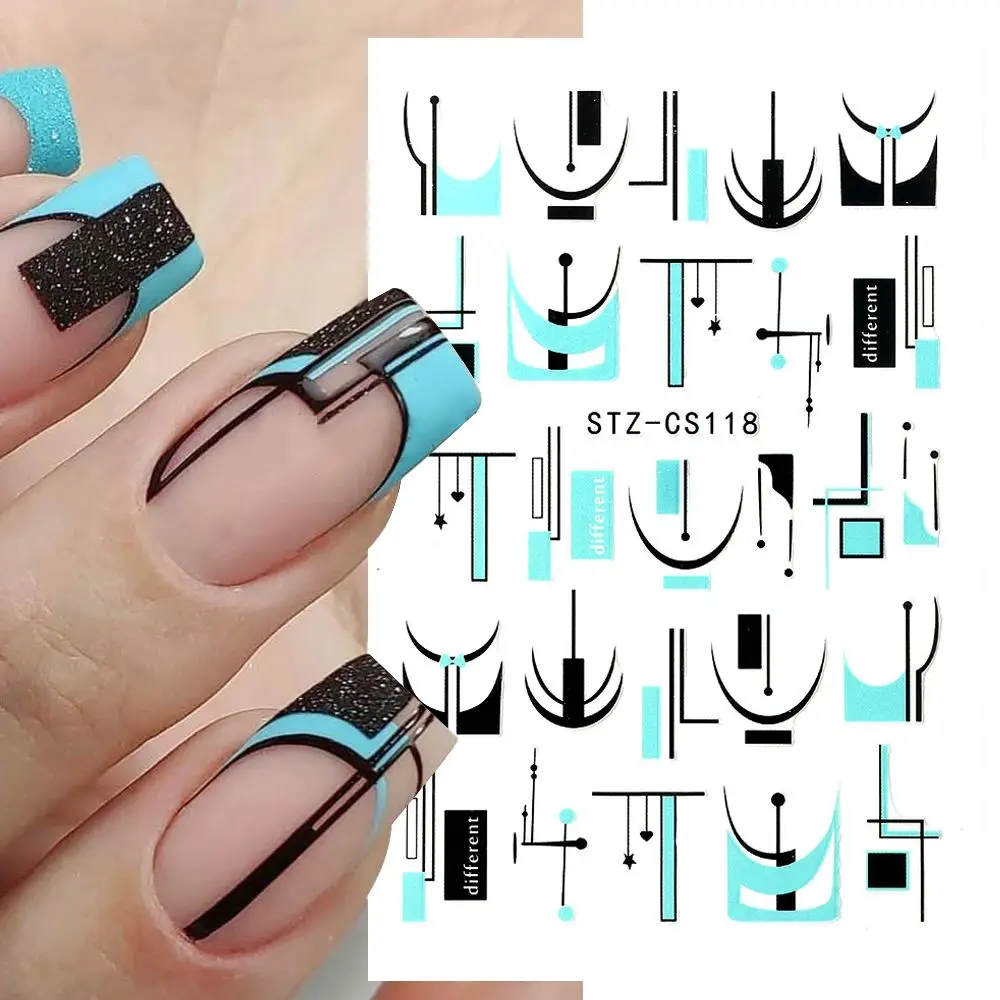 3D Black White French Nail Art Stickers Geometry Smile Line Design Spring Summer Manicure DIY Sliders Decals Nail Decor
3D Black White French Nail Art Stickers Geometry Smile Line Design Spring Summer Manicure DIY Sliders Decals Nail Decor