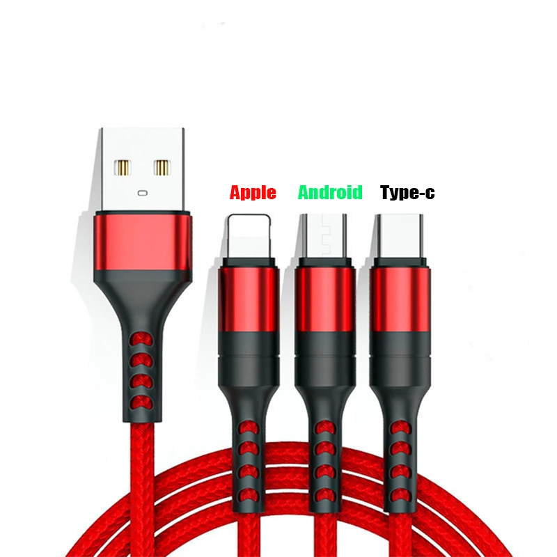 3in1 USB Cable for IPhone Fast Charger Charging Cable for Micro USB Phone Type C Xiaomi Huawei Samsung Charger Wire for IPad
3in1 USB Cable for IPhone Fast Charger Charging Cable for Micro USB Phone Type C Xiaomi Huawei Samsung Charger Wire for IPad