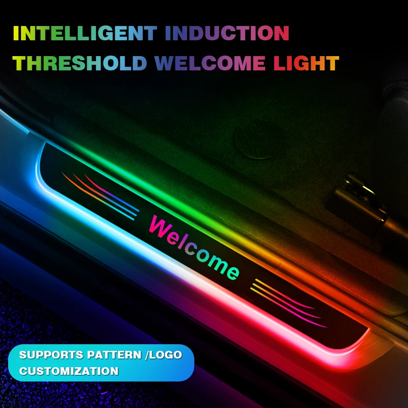 

Wireless Car Interior Light LED RGB Door Sill Lamp Magnetic Sense Switch Welcome Pedal Atmosphere Styling Accessory Custom Logo