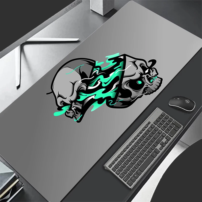 

Коврик для мыши с рисунком черепа в стиле аниме, большой игровой резиновый коврик для компьютерной мыши с фиксируемыми краями, офисный мягкий Настольный коврик для ноутбука