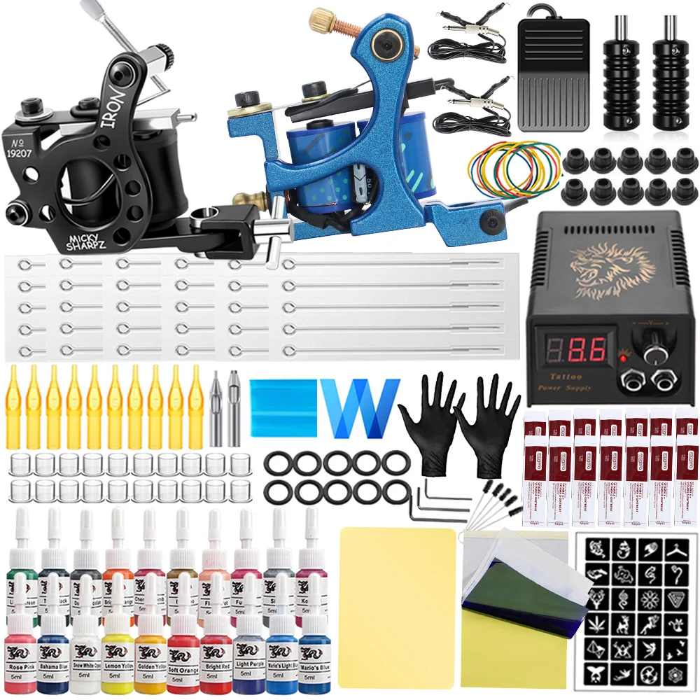 Complete Coils Tattoo Machine Kit Power Supply with Inks Pigment and Tattoo Needles for Liner Shader Machine Tattoo Beginner Set
Complete Coils Tattoo Machine Kit Power Supply with Inks Pigment and Tattoo Needles for Liner Shader Machine Tattoo Beginner Set