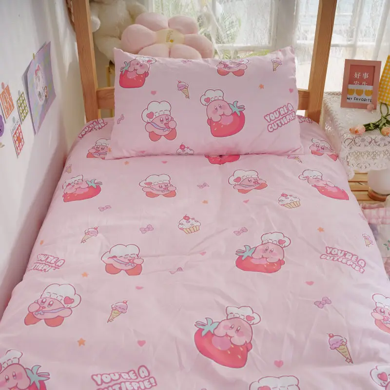 Pink Cartoon Kirby Bedding Three-Piece Set (Sheet + Quilt Cover + Pillowcase) Three-Piece Set Kawaii Anime Plush for Girl Gift
Pink Cartoon Kirby Bedding Three-Piece Set (Sheet + Quilt Cover + Pillowcase) Three-Piece Set Kawaii Anime Plush for Girl Gift