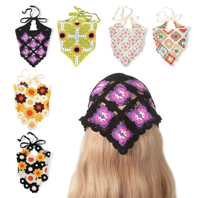 

Knit Turban Flower Head Scarf Hairbands for Women Girl Headscarf Party Headpiece DropShip