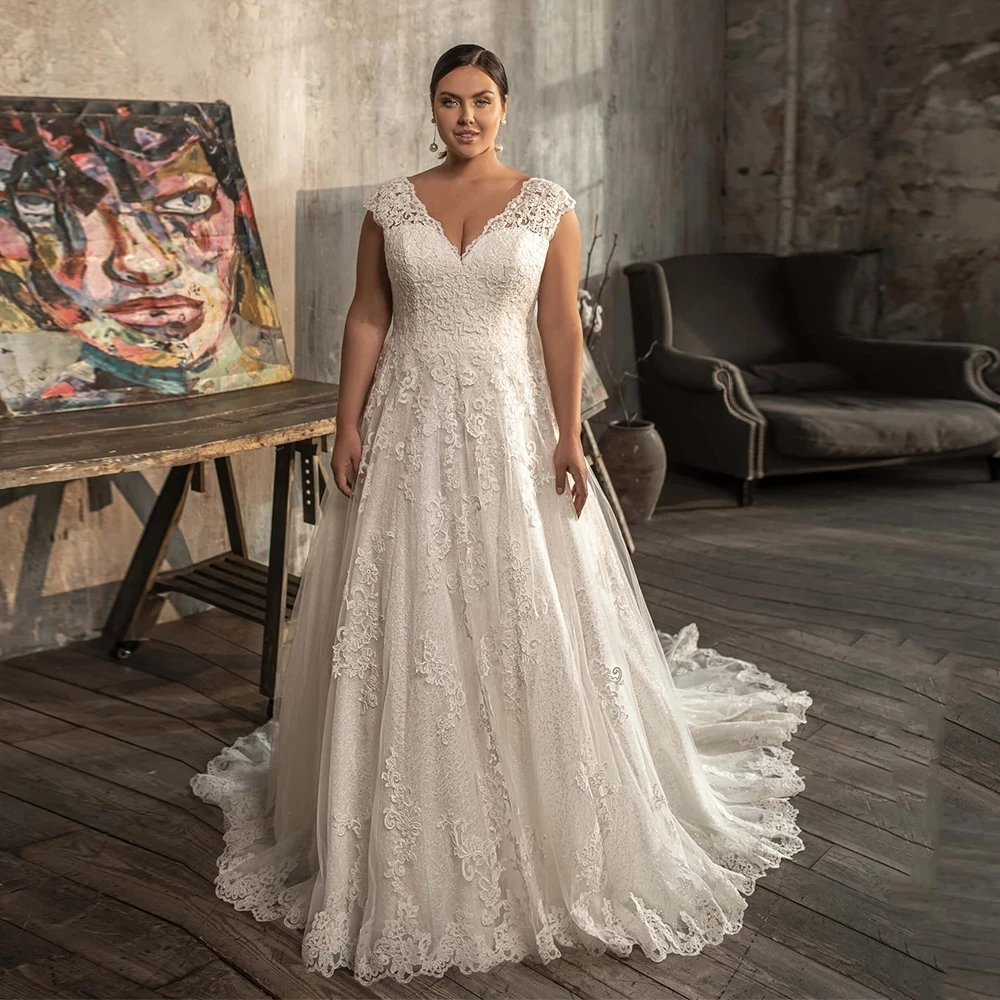Glitter Modest Plus Size Wedding Dresses 2022 Lace Appliques A-Line Sleeveless V Neck Court Train Bridal Gown Big Size Custom
Glitter Modest Plus Size Wedding Dresses 2022 Lace Appliques A-Line Sleeveless V Neck Court Train Bridal Gown Big Size Custom