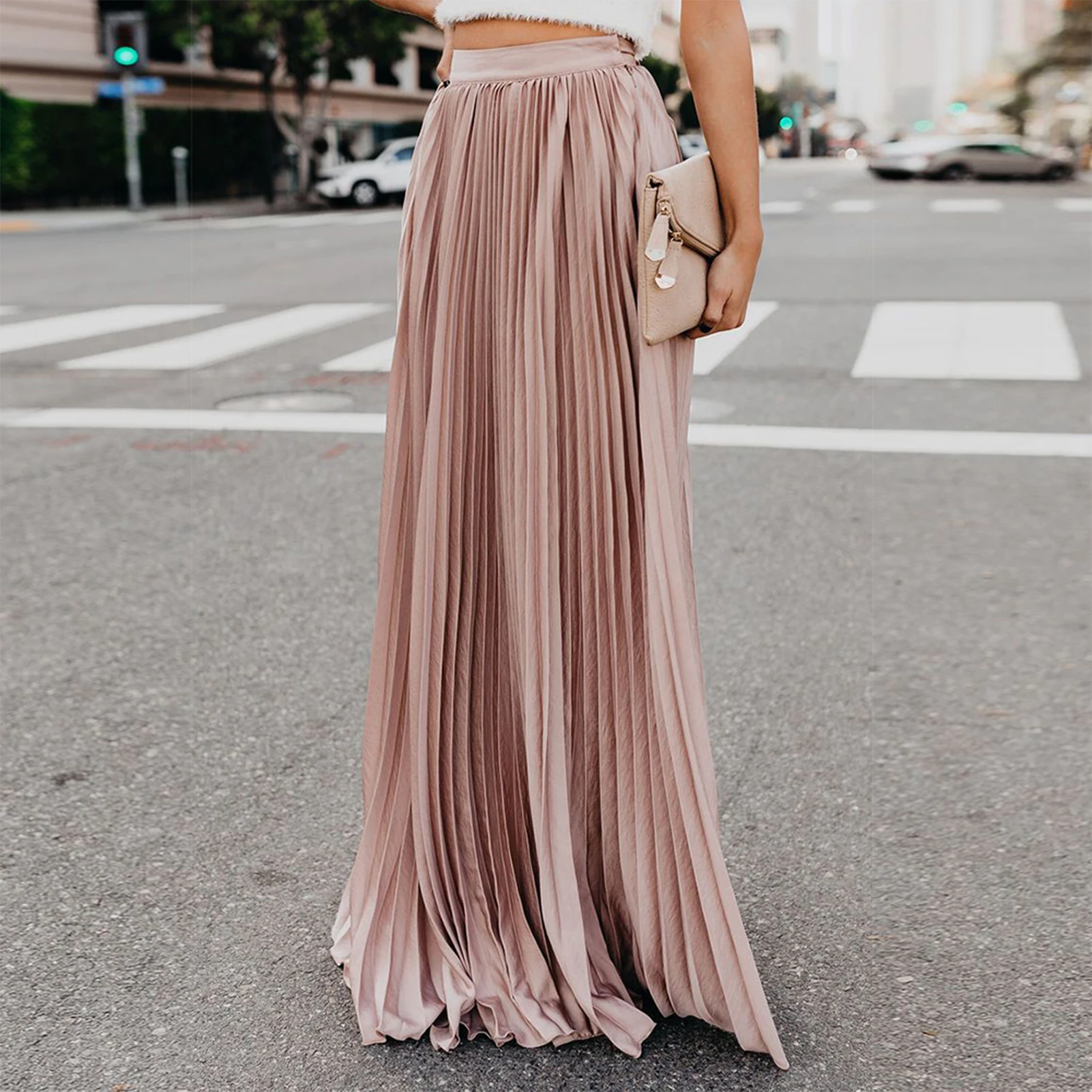Spring Autumn Women Solid Color Long Skirt Fashion High Waist Loose Pleated Half Skirt Ladies Casual Commuting Big Hem Skirts
Spring Autumn Women Solid Color Long Skirt Fashion High Waist Loose Pleated Half Skirt Ladies Casual Commuting Big Hem Skirts