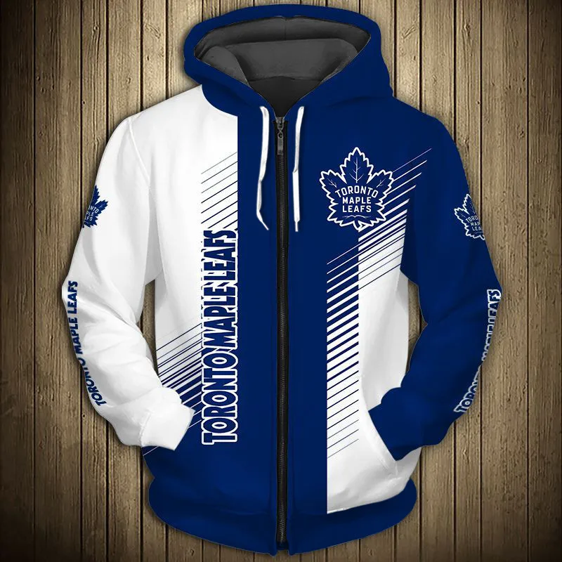 Toronto men's Casual 3D Zipper Hoodie White And Blue Stripes Stitching Graffiti Leaf Print Maple Leafs Sweatshirt
Toronto men's Casual 3D Zipper Hoodie White And Blue Stripes Stitching Graffiti Leaf Print Maple Leafs Sweatshirt