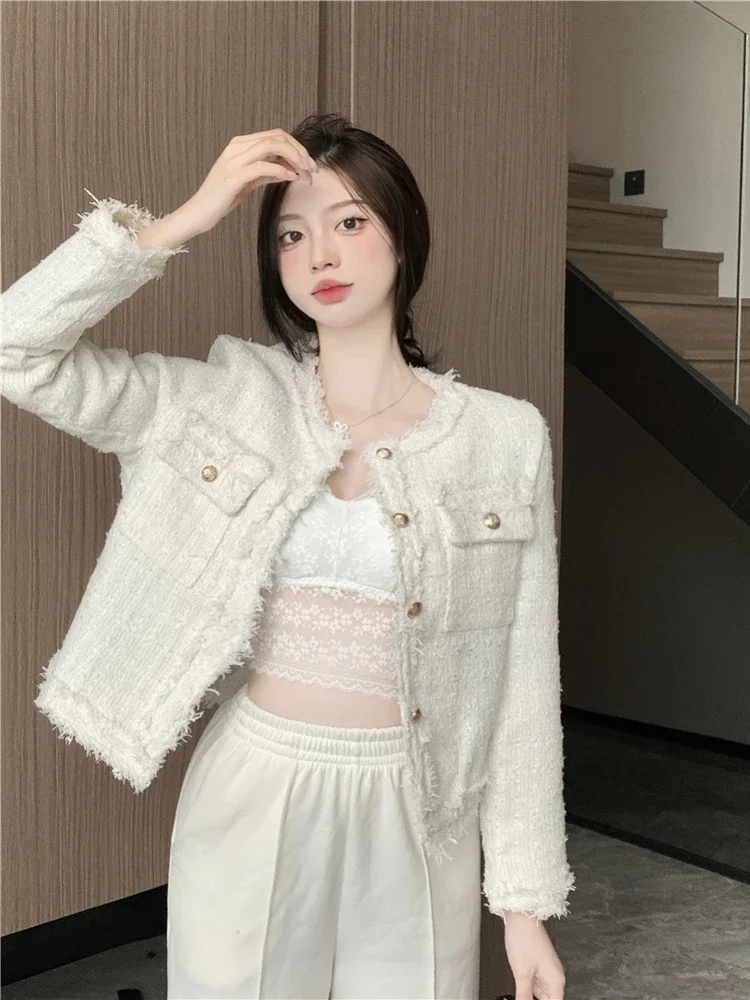 Korean Fashion Korean Outwear Chic Vintage Tweed Women's Jacket Coat Autumn Single Breasted Plaid Tassel Office Woman Clothing
Korean Fashion Korean Outwear Chic Vintage Tweed Women's Jacket Coat Autumn Single Breasted Plaid Tassel Office Woman Clothing