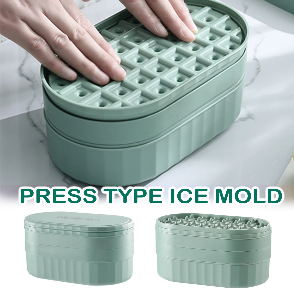 

Ice Cube Trays with Ice Shovel 2 Stackable Ice Trays (Get 72 Ices Cubes) Easy Press Ice Cube Makers Molds Ice Cube Storage Box