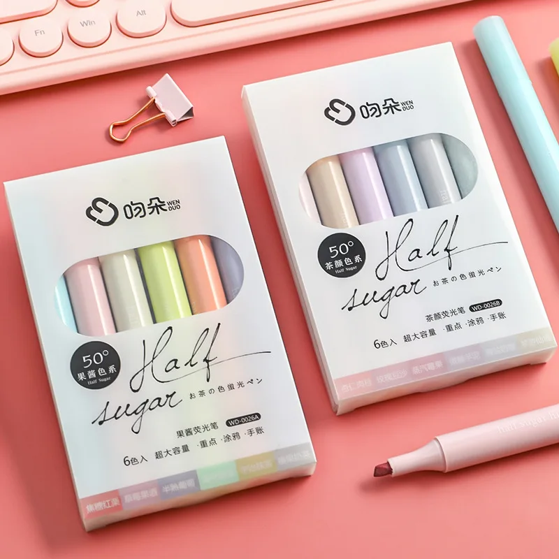 6 pcs/lot Highlighter Marker Pen Cute Large Capacity Light Color Focus Hand Account Office School Student Stationery Supplies
6 pcs/lot Highlighter Marker Pen Cute Large Capacity Light Color Focus Hand Account Office School Student Stationery Supplies