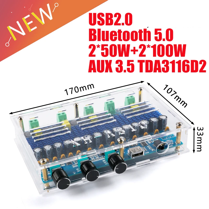 Плата цифрового усилителя, Bluetooth 5,0, USB2.0, AUX 3,5, TDA3116D2, 4 канала, двойной бас, двойная стереосистема, 2*50 Вт + 2*100 Вт, аудио-усилитель, тюнинг автомоб...
Плата цифрового усилителя, Bluetooth 5,0, USB2.0, AUX 3,5, TDA3116D2, 4 канала, двойной бас, двойная стереосистема, 2*50 Вт + 2*100 Вт, аудио-усилитель, тюнинг автомоб...