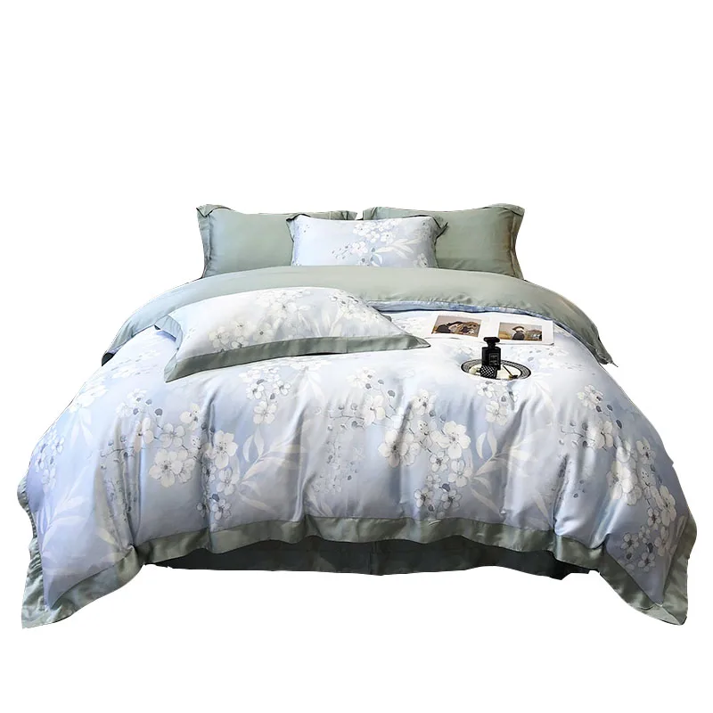 Lenzing Tencel Home Textile Bedding Set Blue Flower Pattern Luxury 4pcs Cover Bedsheet Pillow shams Queen King Size
Lenzing Tencel Home Textile Bedding Set Blue Flower Pattern Luxury 4pcs Cover Bedsheet Pillow shams Queen King Size