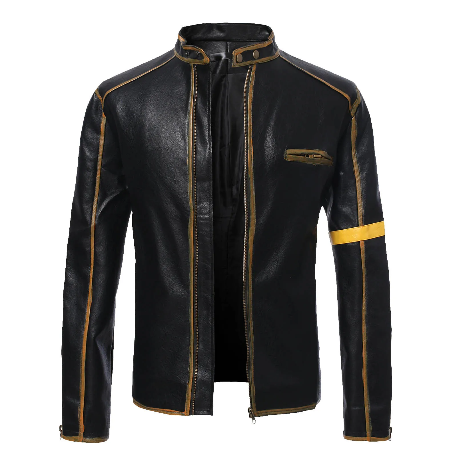 Mens Zip Men's Fashion Coat Jacket Make Old Splice Leather Jacket Stand Collar Zipper Pocket 3xl Mens Trench Coat P Coat Men
Mens Zip Men's Fashion Coat Jacket Make Old Splice Leather Jacket Stand Collar Zipper Pocket 3xl Mens Trench Coat P Coat Men