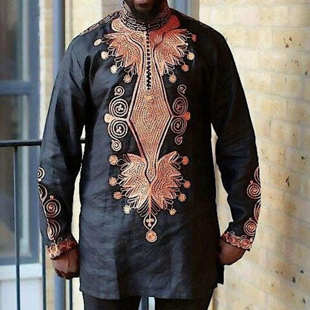 Muslim Fashion New National Style High Collar Long Sleeve Printed Split Zipper Splice Casual Men's Shirt
Muslim Fashion New National Style High Collar Long Sleeve Printed Split Zipper Splice Casual Men's Shirt