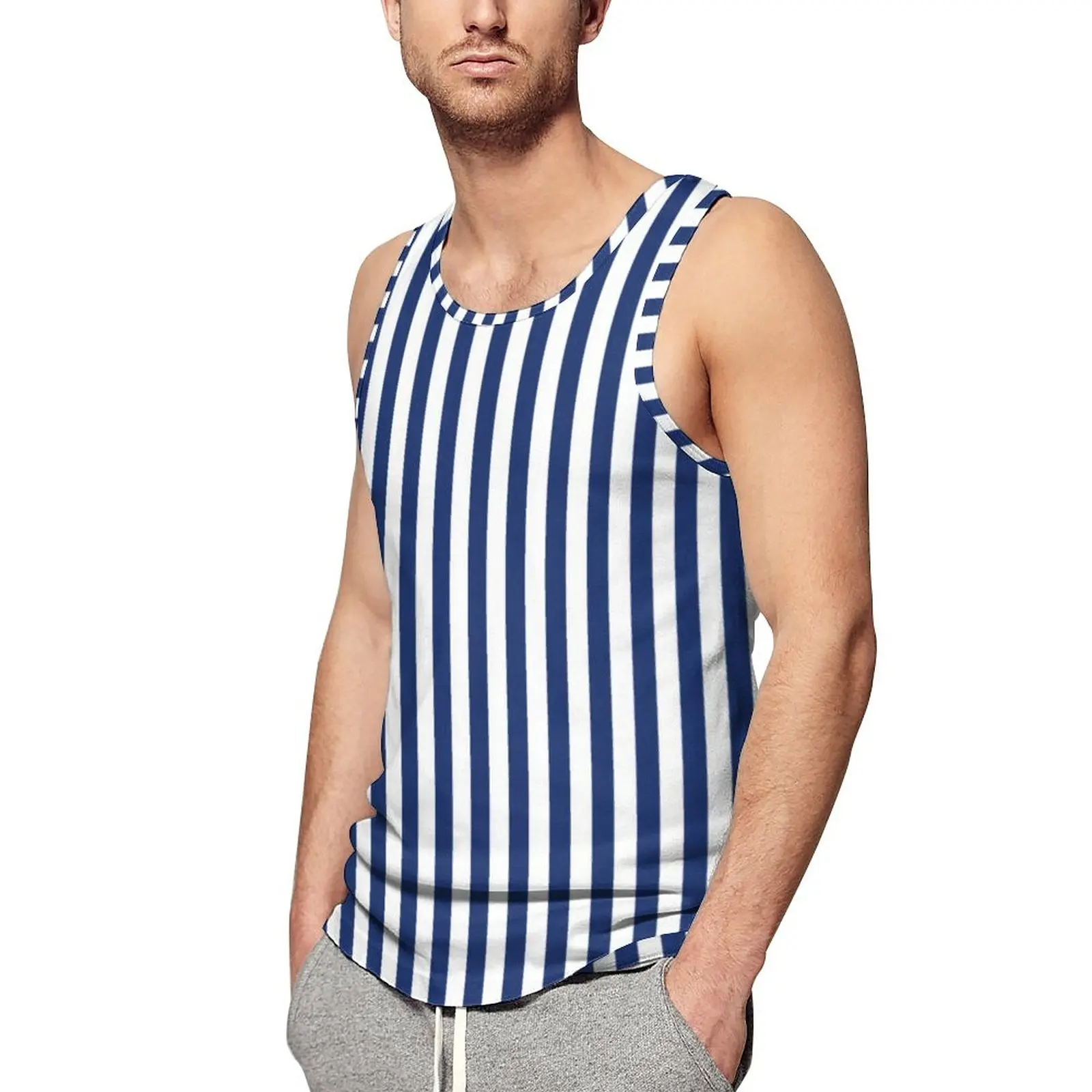 Classic Stripes Tank Top Navy Lines Print Trendy Tops Summer Workout Man's Custom Sleeveless Vests Plus Size
Classic Stripes Tank Top Navy Lines Print Trendy Tops Summer Workout Man's Custom Sleeveless Vests Plus Size