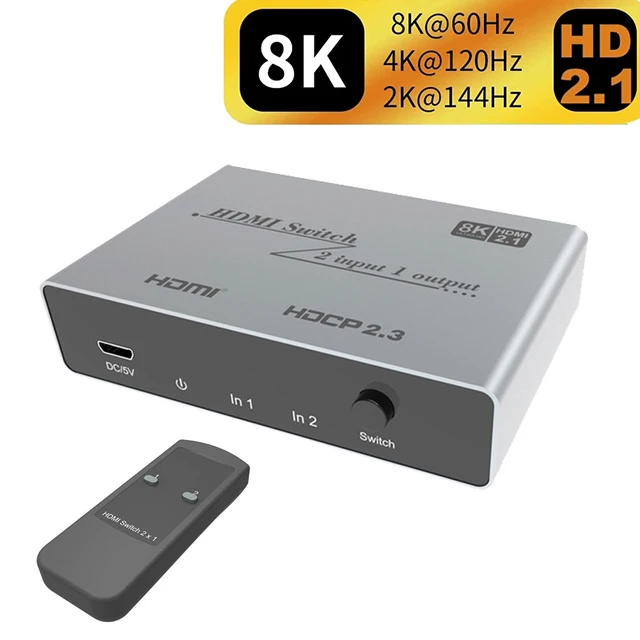 2022 8K 60Hz 2 in 1 out HDMI-Compatible 2.1 Switch 2 X 1 HDMI-Compatible Switcher Selector Box For PS4 Xbox TV Monitor Project
2022 8K 60Hz 2 in 1 out HDMI-Compatible 2.1 Switch 2 X 1 HDMI-Compatible Switcher Selector Box For PS4 Xbox TV Monitor Project