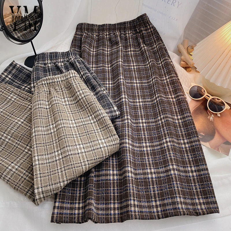 YornMona Vintage Plaid Women Skirts 2022 Autumn Winter Elegant Elastic High Waist A-line Long Skirts Casual Bottoms
YornMona Vintage Plaid Women Skirts 2022 Autumn Winter Elegant Elastic High Waist A-line Long Skirts Casual Bottoms