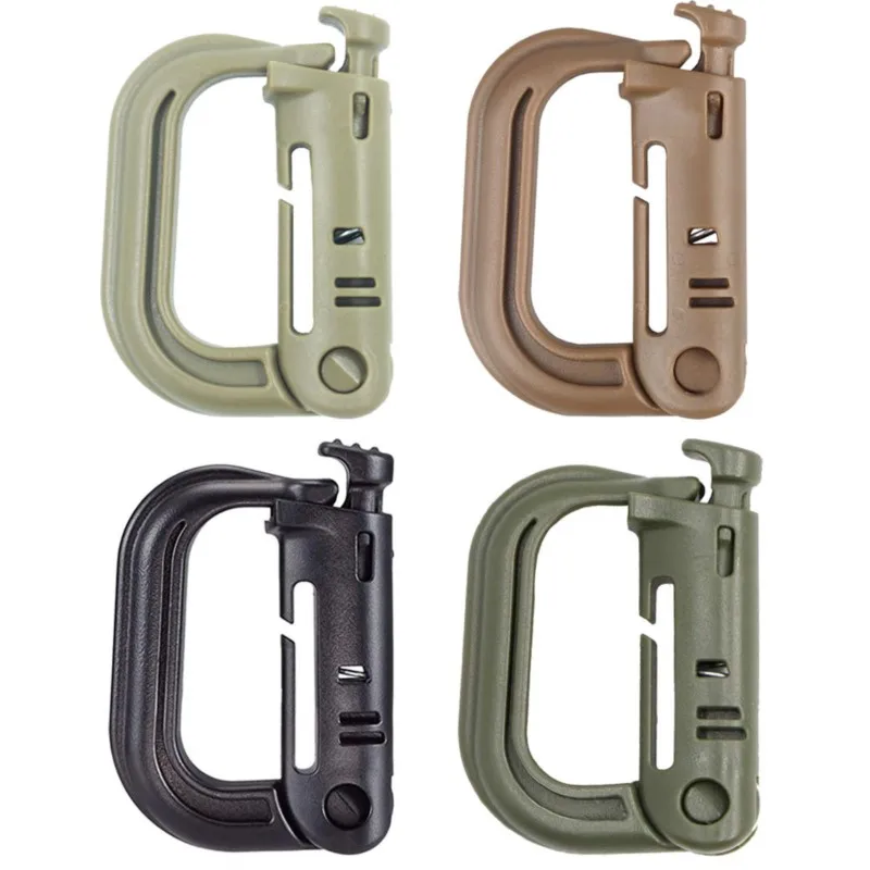

10PCS Multipurpose D-Ring Grimlock Locking Carabiner Molle Clips Hanging Hook Backpack Buckle Snap Lock Camp Keychain Buckle