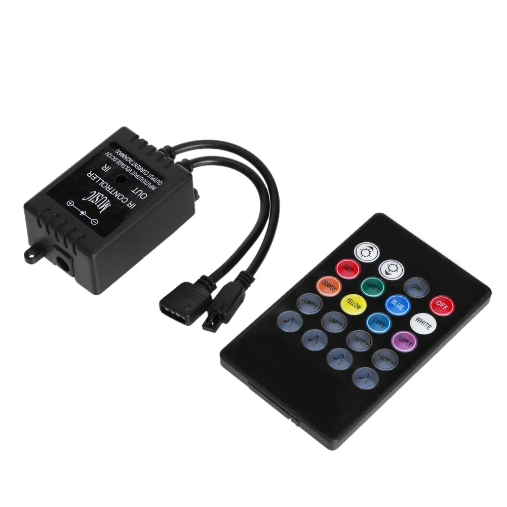 Infrared 20 Keys Music Controller Static Brightness Adjustment Color Selection Lighting Changes for RGB LED Strip
Infrared 20 Keys Music Controller Static Brightness Adjustment Color Selection Lighting Changes for RGB LED Strip