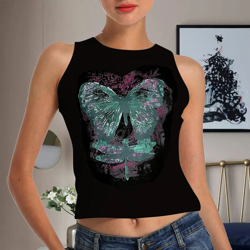 Women T-Shirts Butterfly Print Y2K Top Butterfly Graphic Basic Tank Sleeveless Crop Vintage Harajuku Summer Tops Streetwear
Women T-Shirts Butterfly Print Y2K Top Butterfly Graphic Basic Tank Sleeveless Crop Vintage Harajuku Summer Tops Streetwear
