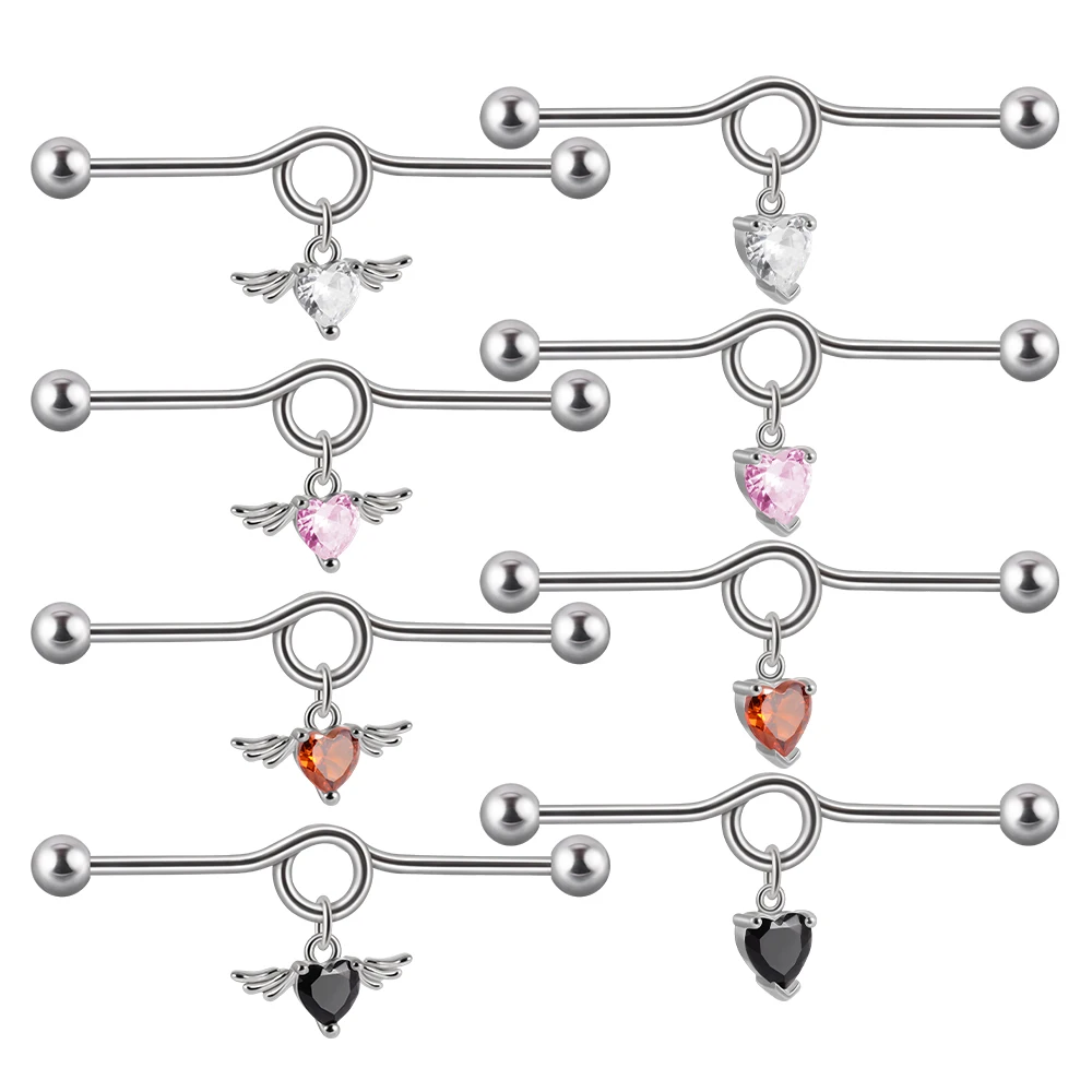 1Pcs Fashion Angel Wings Heart Industrial Barbell for Women Zircon Shin Love Heart Ear Stud Helix Earrings Boday Jewelry 14G
1Pcs Fashion Angel Wings Heart Industrial Barbell for Women Zircon Shin Love Heart Ear Stud Helix Earrings Boday Jewelry 14G