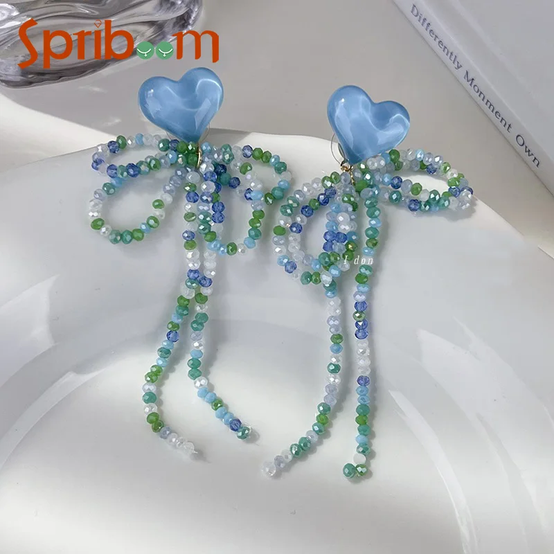 Blue Heart Bows Stud Earrings for Women Crystal Beaded Long Tassel Earring Girls Summer Accessories 2023 Trending Jewelry Gifts
Blue Heart Bows Stud Earrings for Women Crystal Beaded Long Tassel Earring Girls Summer Accessories 2023 Trending Jewelry Gifts