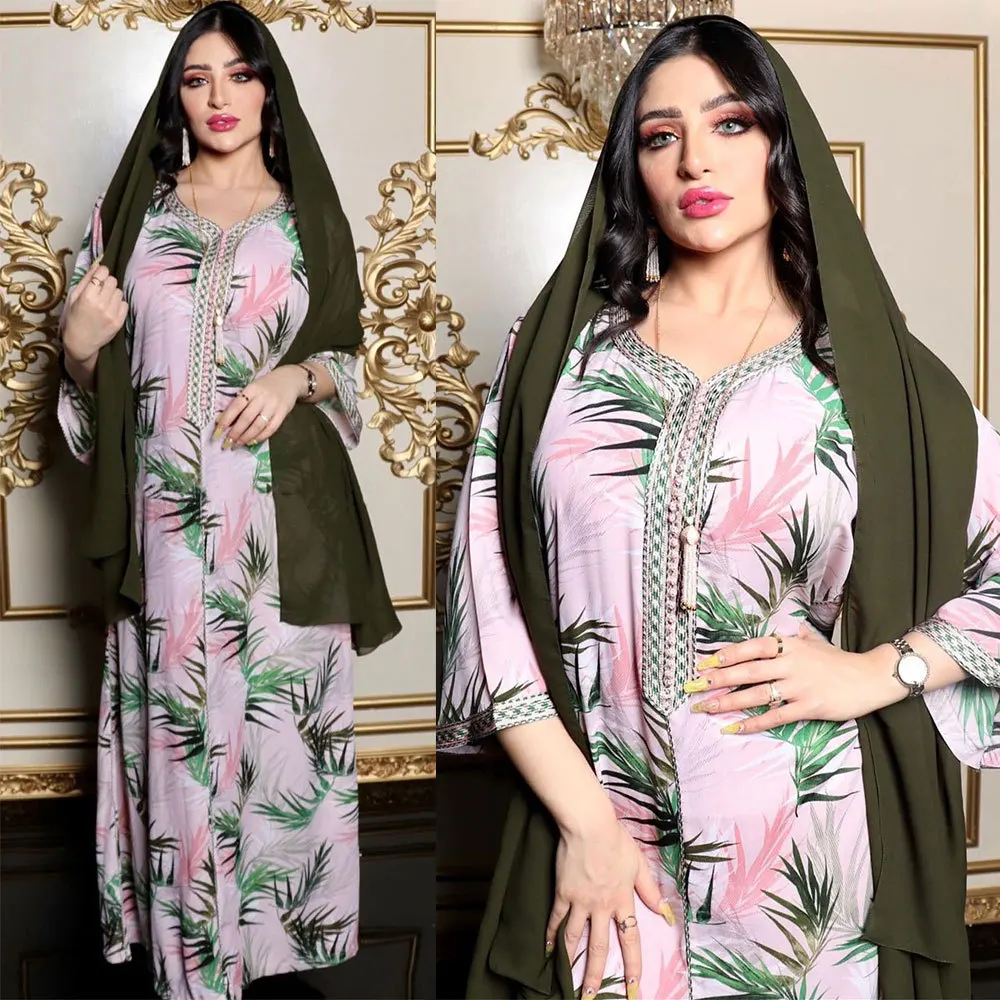 New 2022 Floral Print Muslim Dress Women Abaya Dubai Arab Arabic Turkey Morocco Kaftan Islamic Clothing India Gown Robe Vestido
New 2022 Floral Print Muslim Dress Women Abaya Dubai Arab Arabic Turkey Morocco Kaftan Islamic Clothing India Gown Robe Vestido