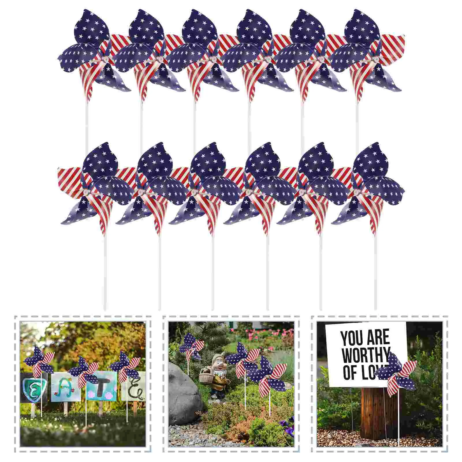 12pcs Decorative Pinwheel Decors Garden Lawn Yard Wind Spinners Patriotic Pinwheel
12pcs Decorative Pinwheel Decors Garden Lawn Yard Wind Spinners Patriotic Pinwheel