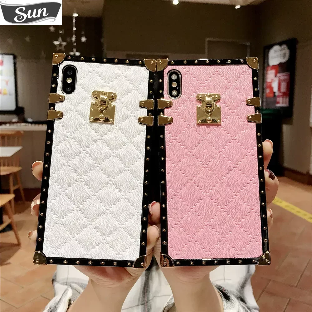 

3D Locked Grid Check Square Leather Case For Huawei Mate 60 P60 P50 P40 P30 P20 Mate 50 40 30 Nova 11 3 4 6 8SE 10 3i Cover