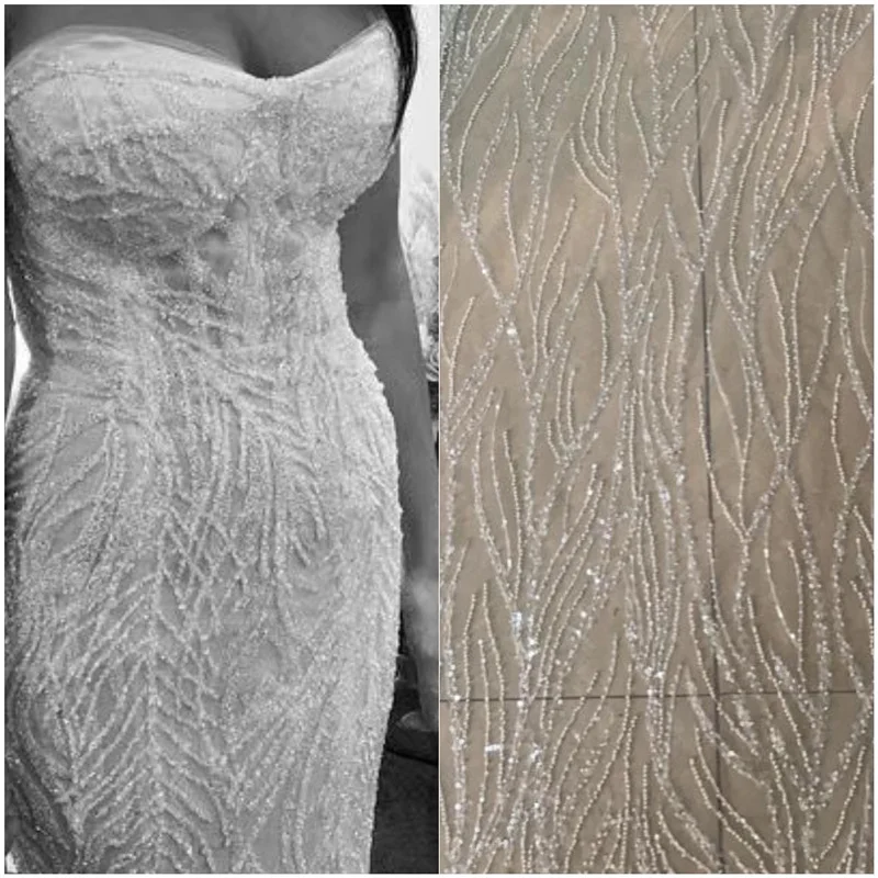 New Style Off White Ivory Wedding Dress Fabric Embroidery Beaded Lace Fabric Sell By 1 Yard
New Style Off White Ivory Wedding Dress Fabric Embroidery Beaded Lace Fabric Sell By 1 Yard