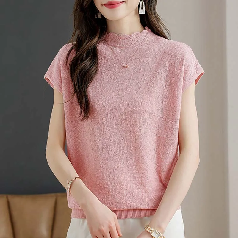 Elegant Loose Ice Silk Blouse White Shirt Summer Casual Jacquard Lace Shirt Short Sleeve Tops Women Ruffled Collar Clothes 27005
Elegant Loose Ice Silk Blouse White Shirt Summer Casual Jacquard Lace Shirt Short Sleeve Tops Women Ruffled Collar Clothes 27005