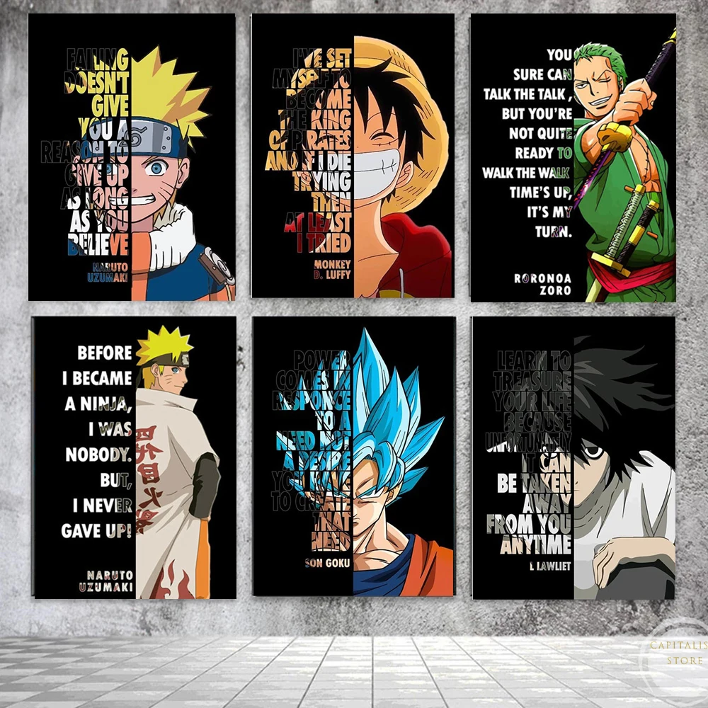 Naruto Uzumaki One Piece Zoro Series Motivational Quotes Poster Canvas Painting HD Print Wall Poster Bedroom Home Decoration
Naruto Uzumaki One Piece Zoro Series Motivational Quotes Poster Canvas Painting HD Print Wall Poster Bedroom Home Decoration