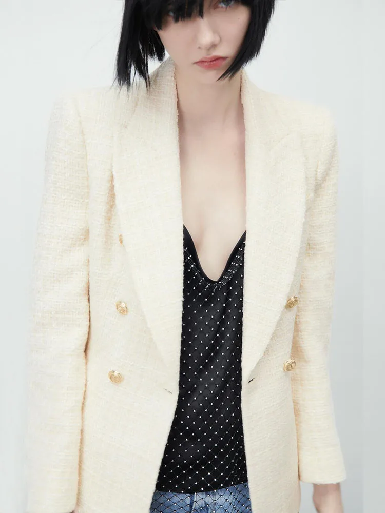 2022 Spring New Women's Fashion Versatile Lapel Long Sleeve Gold Breasted Textured Double Breasted Slim Fit Casual Blazer
2022 Spring New Women's Fashion Versatile Lapel Long Sleeve Gold Breasted Textured Double Breasted Slim Fit Casual Blazer