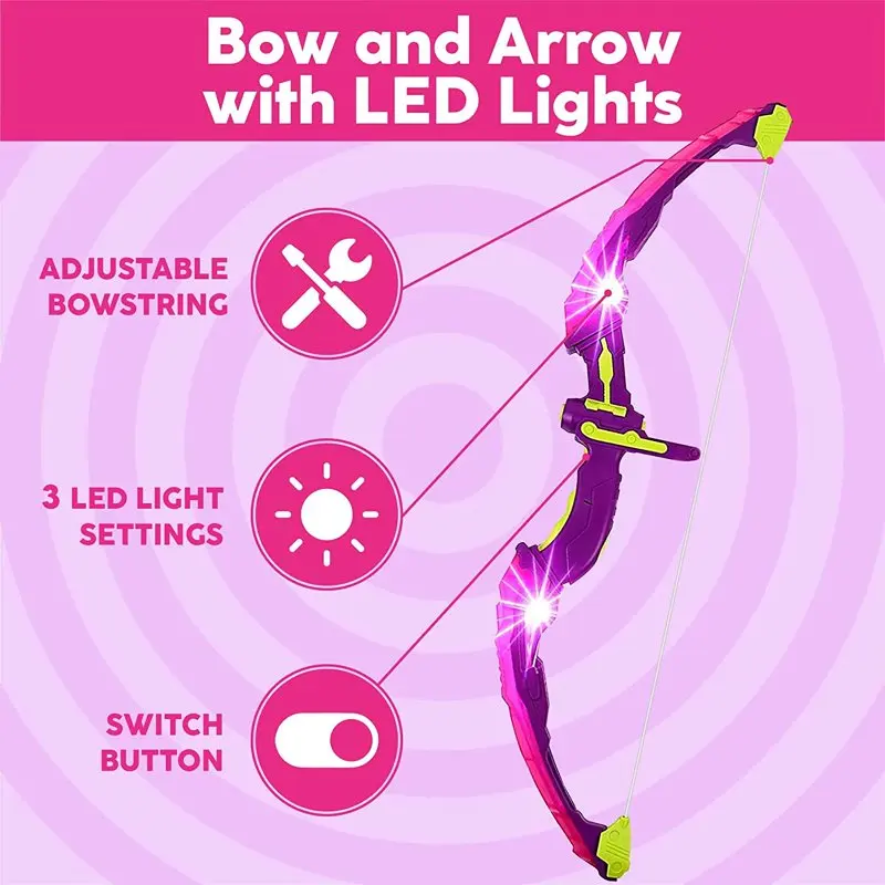 Suction Cups Arrow, LED Flash Lights Pink Bow and Archery Target Set for Kids and Girls - Perfect Outdoor Garden Game
Suction Cups Arrow, LED Flash Lights Pink Bow and Archery Target Set for Kids and Girls - Perfect Outdoor Garden Game