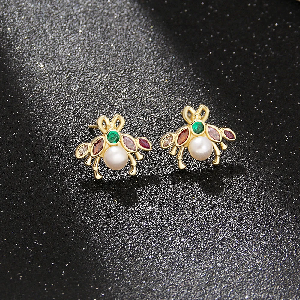 Gold Filled Natural Freshwater Pearl Earrings Studs for Women Animal Insect Stud Earrings CZ Rainbow Zirconia Crystal Jewelry
Gold Filled Natural Freshwater Pearl Earrings Studs for Women Animal Insect Stud Earrings CZ Rainbow Zirconia Crystal Jewelry