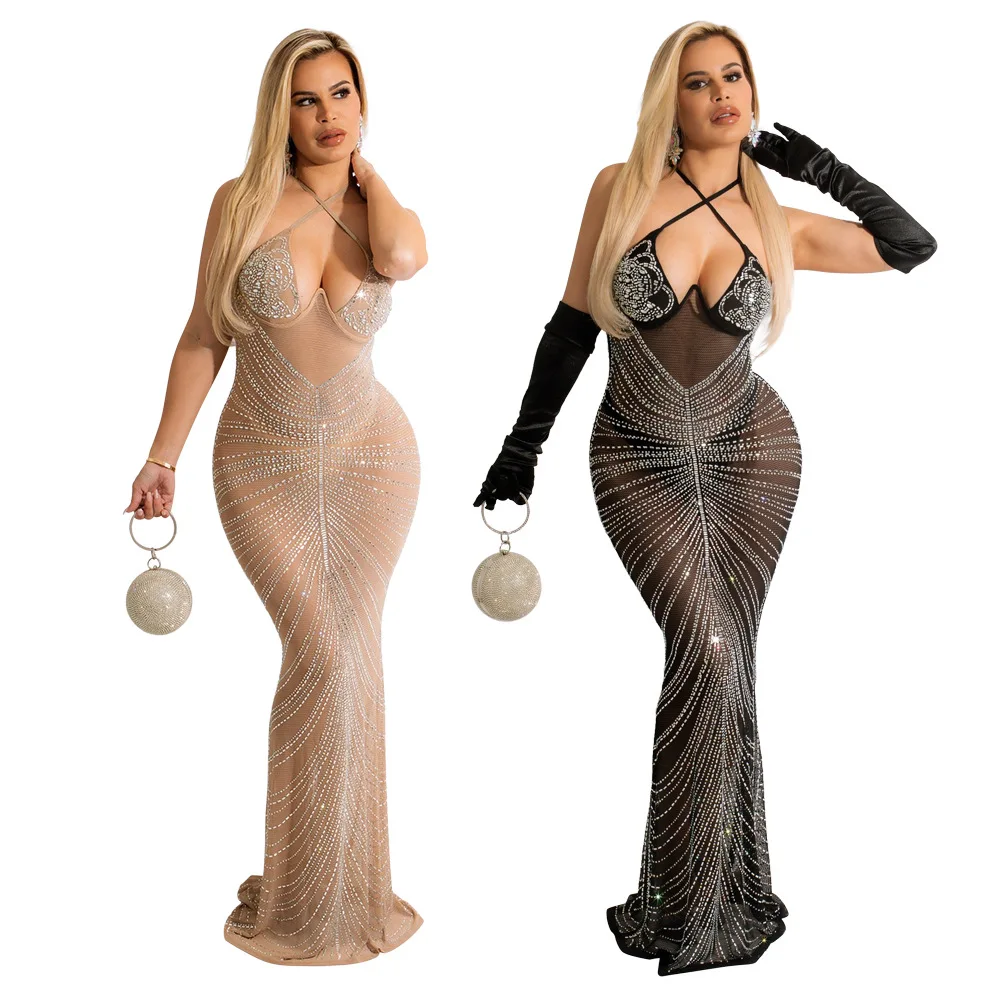 Plus Size 2022 Summer Latest Women's Sexy Suspender Diamond Evening Lady Party Dress
Plus Size 2022 Summer Latest Women's Sexy Suspender Diamond Evening Lady Party Dress