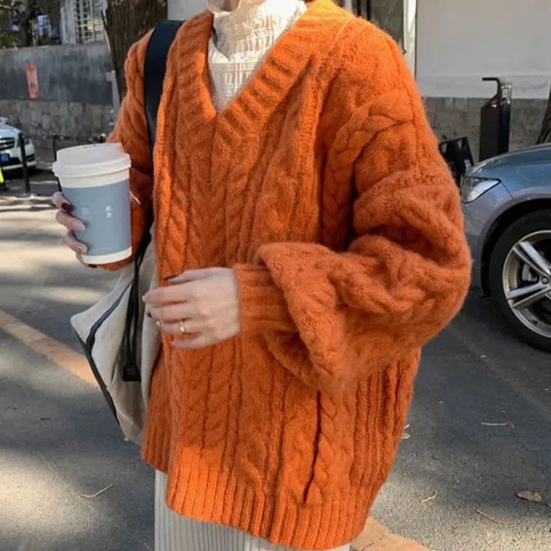 Rimocy Korean Twist Knitted Sweater Women Autumn Winter Long Sleeve Knitwear Pullover Woman Solid Color Loose Sweaters Female
Rimocy Korean Twist Knitted Sweater Women Autumn Winter Long Sleeve Knitwear Pullover Woman Solid Color Loose Sweaters Female
