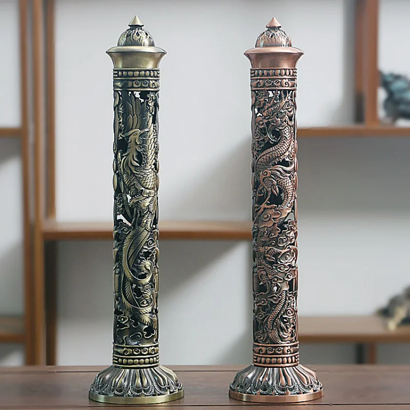 Archaize Vertical Incense Burner Buddha Heart Sutra Dragon Phoenix Pillar Metal Thread Incense Stick Home Office Decoration
Archaize Vertical Incense Burner Buddha Heart Sutra Dragon Phoenix Pillar Metal Thread Incense Stick Home Office Decoration