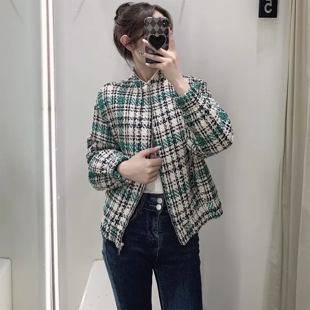 PB&ZA Women's Jacket Aviator Bomber Jacket Plaid Texture Casual Coats Streetwear Zipper Tops Sport Autumn Clothing Female8973165
PB&ZA Women's Jacket Aviator Bomber Jacket Plaid Texture Casual Coats Streetwear Zipper Tops Sport Autumn Clothing Female8973165
